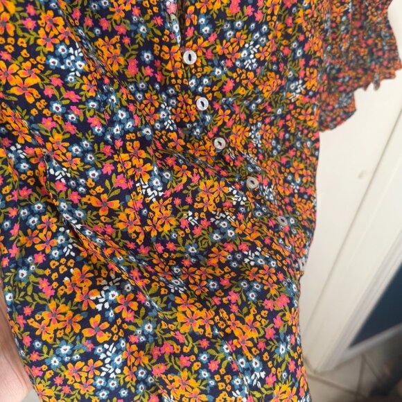 Free People Floral Peplum Top Boho Button Front XL - Picture 8 of 11
